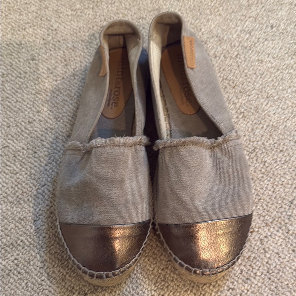 Anthropologie Mint & Rose Women's Tan/Beige and Bronze Canvas Espadrilles